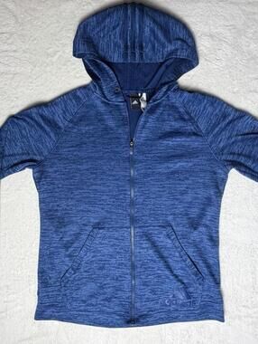 adidas Women's Sport-2-Street Full Zip Hoodie Blue Space Dye Medium M